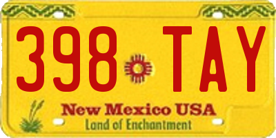 NM license plate 398TAY