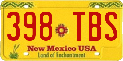 NM license plate 398TBS