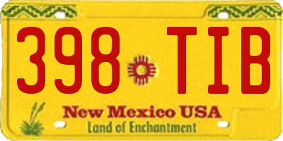 NM license plate 398TIB