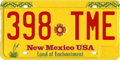 NM license plate 398TME