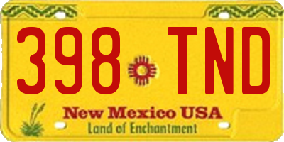 NM license plate 398TND