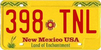NM license plate 398TNL