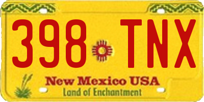 NM license plate 398TNX