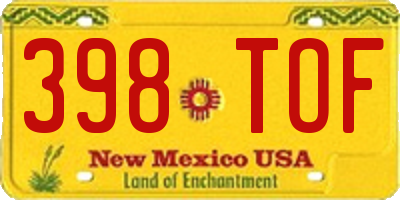 NM license plate 398TOF