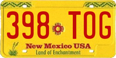 NM license plate 398TOG