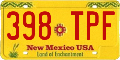 NM license plate 398TPF