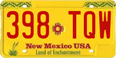 NM license plate 398TQW
