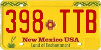 NM license plate 398TTB