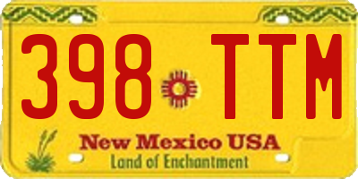 NM license plate 398TTM