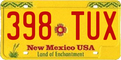 NM license plate 398TUX
