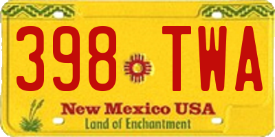 NM license plate 398TWA