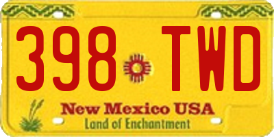 NM license plate 398TWD