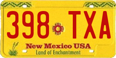 NM license plate 398TXA