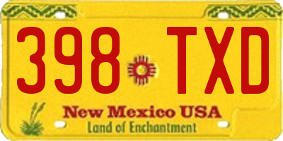 NM license plate 398TXD