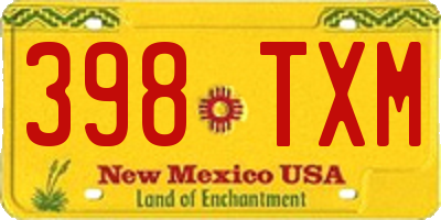 NM license plate 398TXM