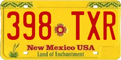 NM license plate 398TXR