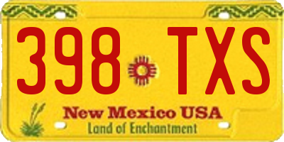 NM license plate 398TXS