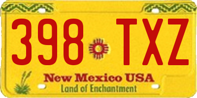 NM license plate 398TXZ