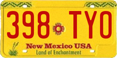 NM license plate 398TYO