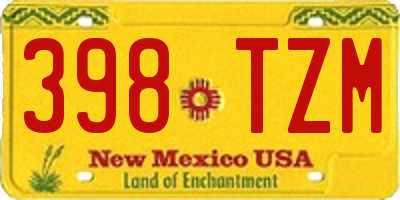 NM license plate 398TZM