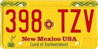 NM license plate 398TZV