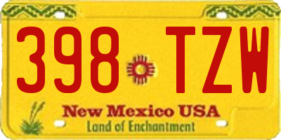 NM license plate 398TZW