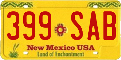 NM license plate 399SAB