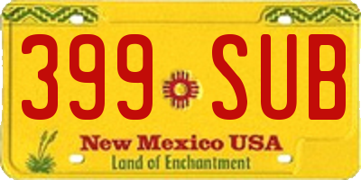 NM license plate 399SUB