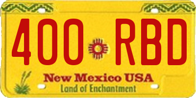 NM license plate 400RBD