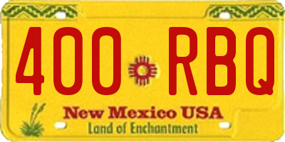 NM license plate 400RBQ