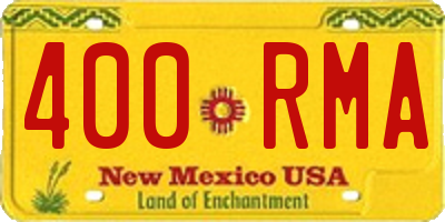 NM license plate 400RMA