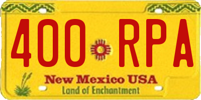 NM license plate 400RPA