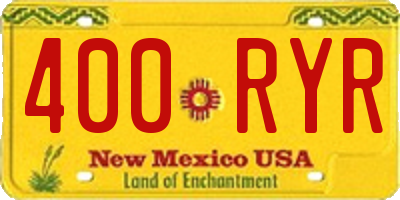 NM license plate 400RYR