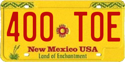 NM license plate 400TOE