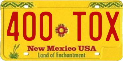 NM license plate 400TOX
