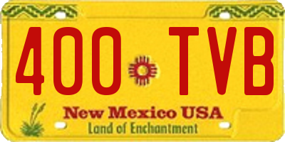 NM license plate 400TVB
