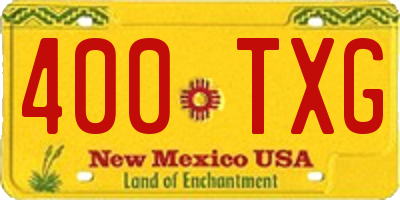 NM license plate 400TXG