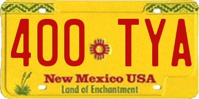 NM license plate 400TYA