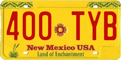 NM license plate 400TYB