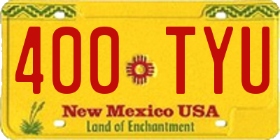 NM license plate 400TYU