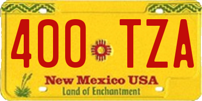 NM license plate 400TZA