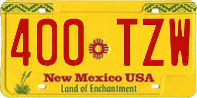 NM license plate 400TZW