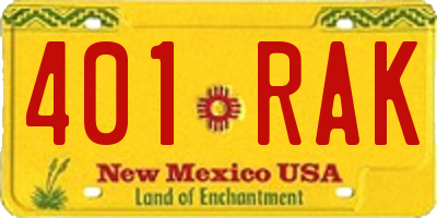 NM license plate 401RAK