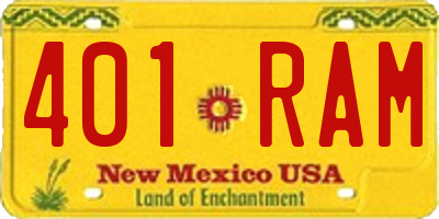 NM license plate 401RAM