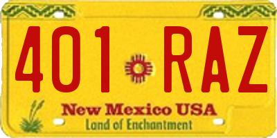 NM license plate 401RAZ