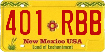 NM license plate 401RBB