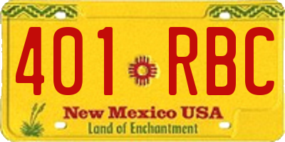 NM license plate 401RBC