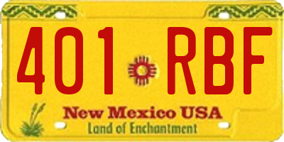 NM license plate 401RBF