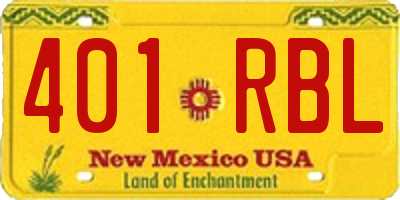 NM license plate 401RBL
