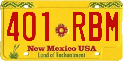 NM license plate 401RBM